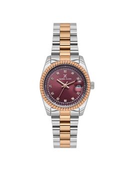 Daniel Klein - IPS-IP Pink Rose Gold Red Sunray Dial Stone Stainless Steel Watch DK.1.13924-6 (M)