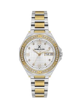 Daniel Klein - Dual-Tone IPS-IPG Silver Embossed Dial Stone Stainless Steel Watch DK.1.13931-4 (M)