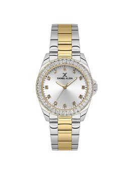 Daniel Klein - Dual-Tone IPS-IPG Silver Sunray Dial Stone Watch DK.1.13950-4 (M)