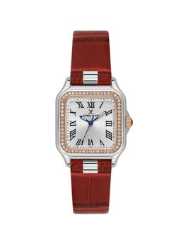 Daniel Klein - Silver & Rose Gold Case Red Leather Strap Sunray Dial Watch DK.1.14039-5 (M)