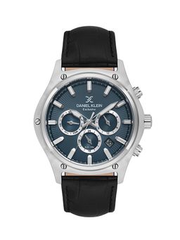 Daniel Klein - Mens Blue Dial Black Leather Watch DK.1.14056-3 (M)