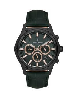 Daniel Klein - Mens Dark Green Dial Leather Strap Watch DK.1.14056-4 (M)