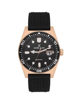 Daniel Klein - Black Silicone Strap Water Resistant Gun Black Dial Analog Watch DK.1.14058-6 (M)