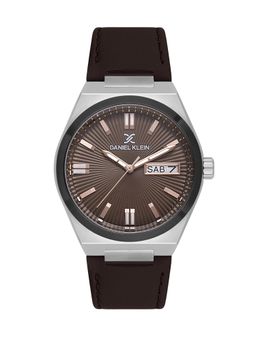 Daniel Klein - Dual-Tone IPS-IP Black Dark Brown Emboss Dial Leather Watch DK.1.14059-4 (M)