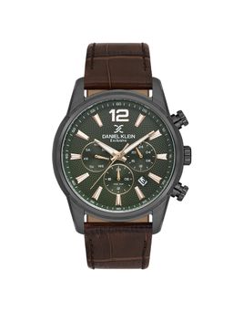 Daniel Klein - Mens Green Dial Brown Leather Gun Case Watch DK.1.14063-5 (M)