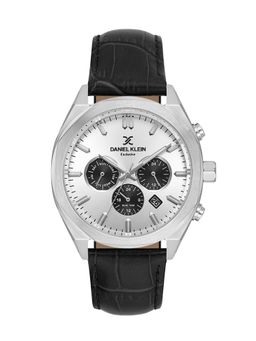Daniel Klein - Mens Silver Dial Black Leather Strap Watch DK.1.14065-1 (M)