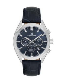 Daniel Klein - Mens Dark Blue Dial Leather Strap Watch DK.1.14065-3 (M)