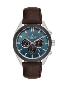 Daniel Klein - Mens Green Dial Dark Brown Leather Watch DK.1.14065-4 (M)