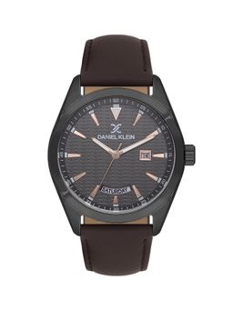 Daniel Klein - IP Gun Emboss Dial Brown Leather Watch DK.1.14088-4 (M)