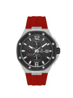 Daniel Klein - Mens Gun Black Dial Dark Red Silicone Watch DK.1.14092-3 (M)