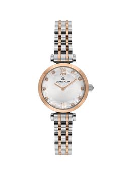 Daniel Klein - IPS-IP Pink Rose Gold Silver Embossed Dial Stone Watch DK.1.14094-5 (M)
