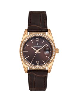 Daniel Klein - IP Pink Rose Gold Dark Brown Sunray Dial Leather Watch DK.6.14030-5 (M)