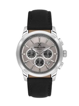 Daniel Klein - Mens Warm Grey Dial Black Leather Watch DK.6.14032-1 (M)
