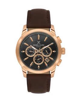 Daniel Klein - Mens Gun Black Dial Brown Leather Watch DK.6.14032-5 (M)