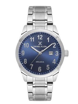 Daniel Klein - Mens Silver Stainless Steel Blue Dial Watch DK.6.14083-1 (M)