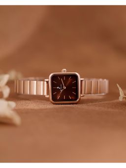 Sylvi - TIMEORA Brown Square Sial Luxury Stainless Steel Watch (M)