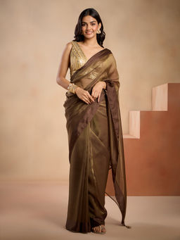 Gajra Gang - Vintage Rani Bronze Sheer Organza Saree GGSAR14