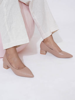 Sherrif Shoes - Women Pu Closed Back Fashion Party Nude Heels