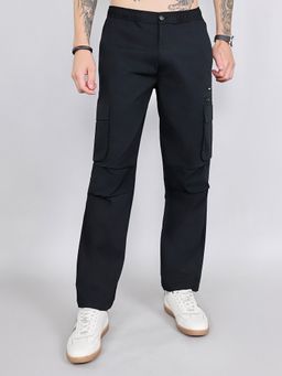 Rock.it - Men Black Regular Fit Solid Cargo