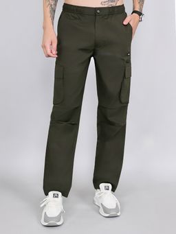 Rock.it - Men Olive Regular Fit Solid Cargo