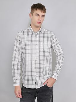 Monte Carlo - White Men Regular Fit Collared Full Sleeve Shirt