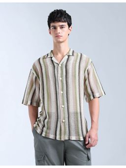 Flying Machine - Multi-Color Oversized Fit Crochet Shirt