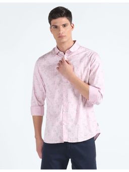 Flying Machine - Pink Floral Print Cotton Shirt