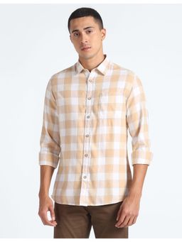 Flying Machine - Beige Buffalo Check Twill Shirt
