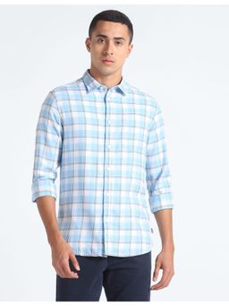 Flying Machine - Blue Tartan Check Twill Shirt
