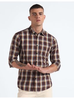 Flying Machine - Wine Tartan Check Twill Shirt