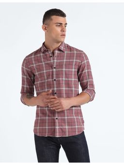 Flying Machine - Purple Tartan Check Dobby Shirt