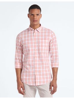 Flying Machine - Pink Cotton Slim Fit Shirt