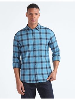 Flying Machine - Blue Sulphur Wash Check Shirt