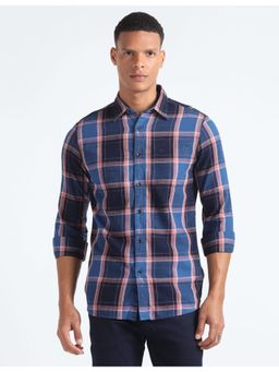 Flying Machine - Blue Tartan Check Cotton Shirt