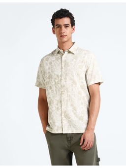 Flying Machine - Beige Cotton Hemp Relaxed Fit Shirt