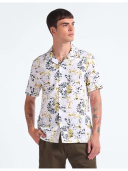 Flying Machine - Grey Giza Cotton Abstract Print Shirt