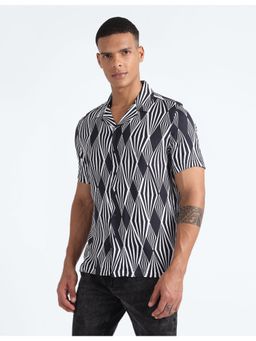 Flying Machine - Black Geometric Print Viscose Shirt