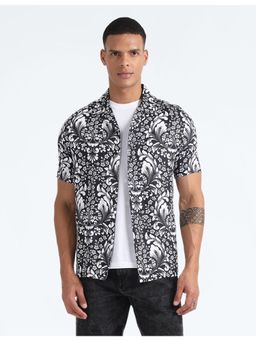 Flying Machine - Black Floral Print Viscose Shirt