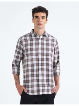 Flying Machine - Brown Tartan Check Oxford Shirt