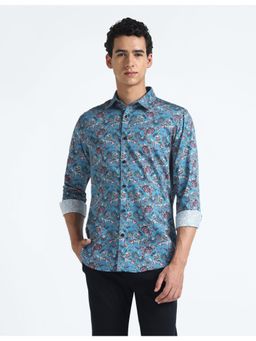 Flying Machine - Blue Floral Slim Shirt