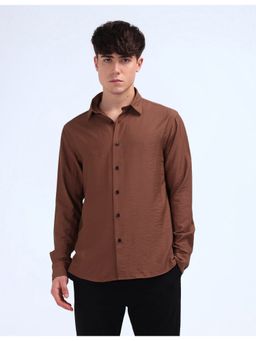 Flying Machine - Brown Solid Regular Fit Shirt