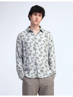 Flying Machine - Green Printed Regular Fit Twill Shirt