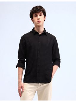 Flying Machine - Black Dobby Regular Fit Shirt