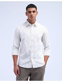 Flying Machine - White Paisley Satin Shirt