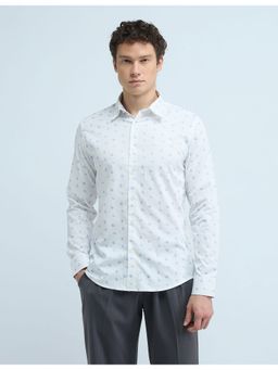 Flying Machine - White Slim Fit Satin Shirt