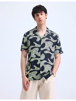 Flying Machine - Black Abstract Pattern Regular Shirt