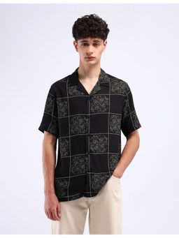 Flying Machine - Black Cuban Collar Cotton Shirt