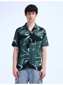 Flying Machine - Grey Abstract Print Viscose Shirt