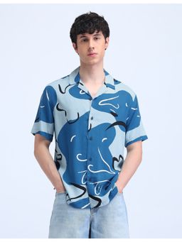 Flying Machine - Blue Abstract Pattern Regular Shirt