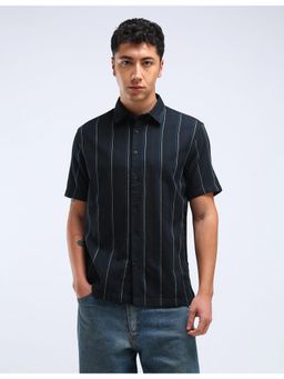 Flying Machine - Blue Vertical Stripe Dobby Shirt